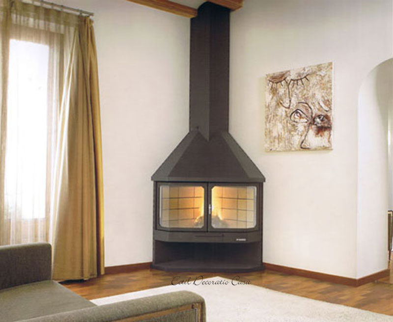 cheminée à gaz pour un angle